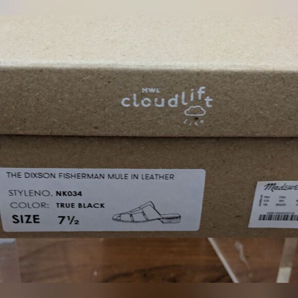 Madewell The Dixson Fisherman Mule Flats True Black Leather Sz 7.5 NEW - Picture 15 of 16